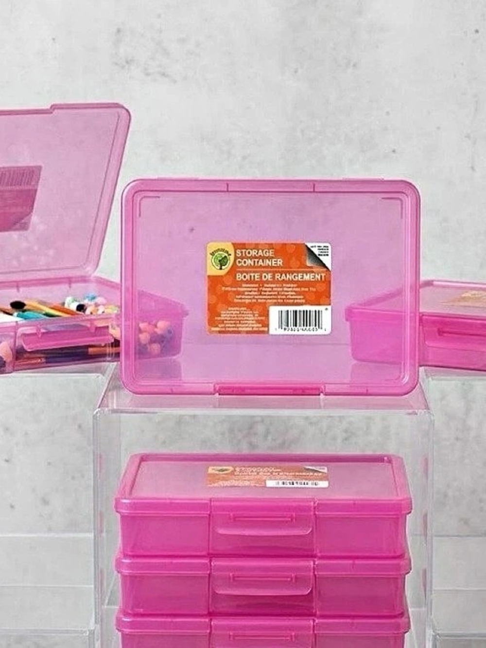 Teaching Tree Pink Plastic Storage Container with Lid - Brand New
